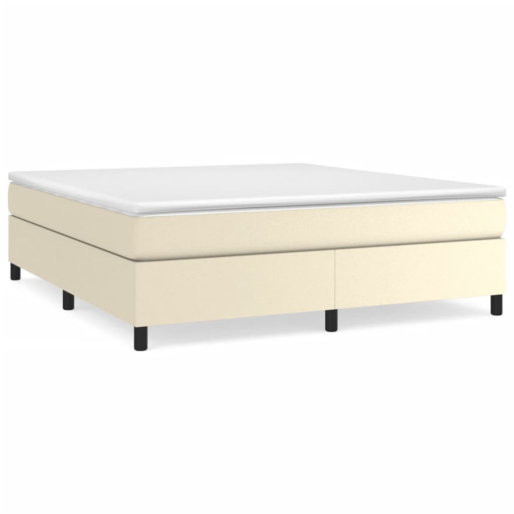 Estructura de cama box spring cuero sintético crema 180x200 cm