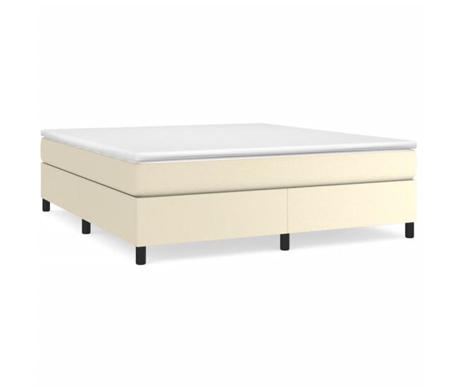 Estructura de cama box spring cuero sintético crema 180x200 cm