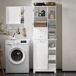 Armario Alto de Baño con Estantes y Cesto BZR104-W SoBuy Armario Alto de Baño con Estantes y Cesto BZR104-W SoBuy Blanco