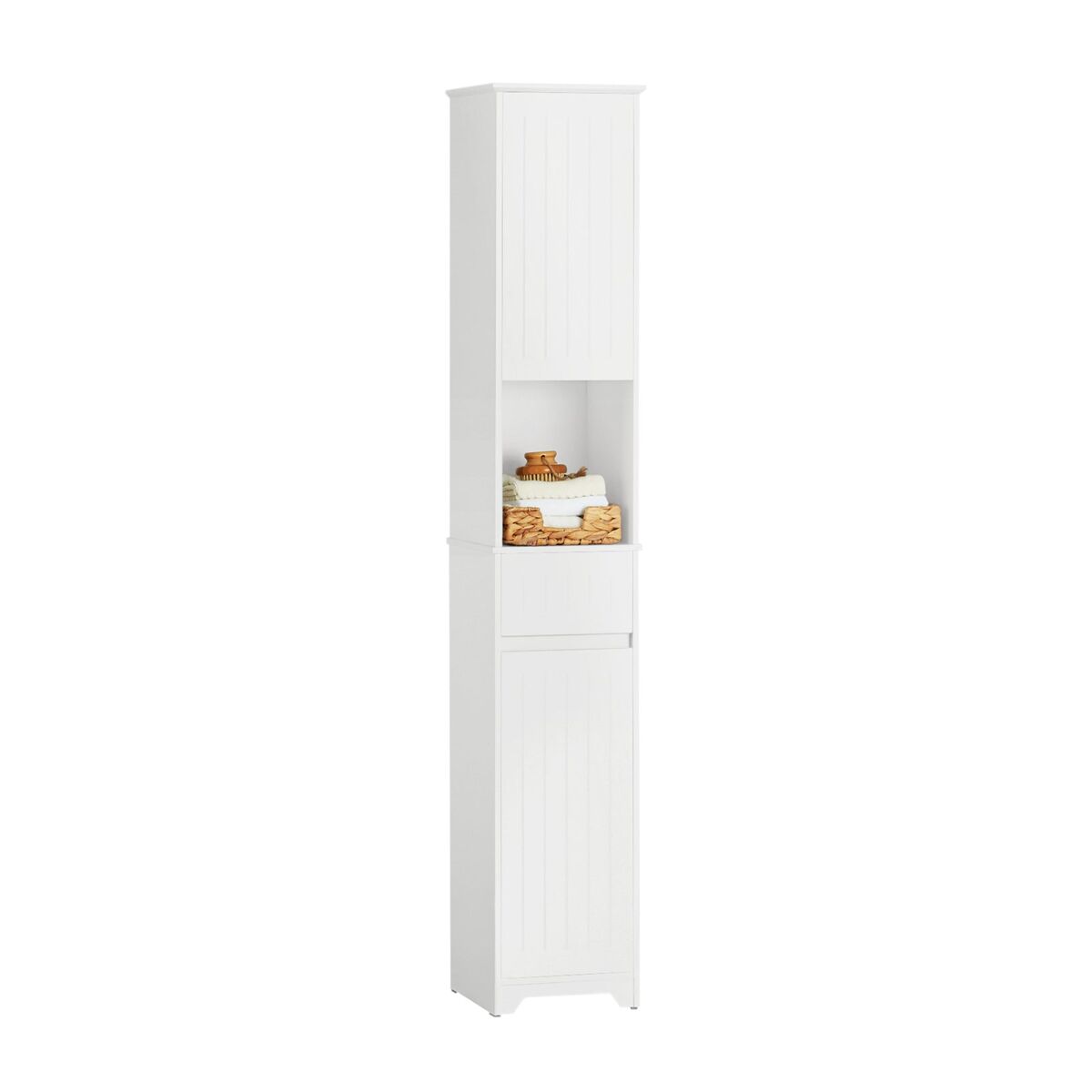 Sobuy bzr109-w armario alto de baño con 1 cesto y 1 cajón