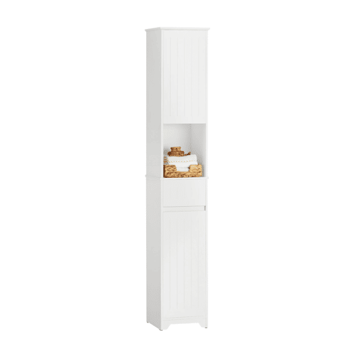 SoBuy BZR109-W Armário de casa de banho alto com 1 cesto e 1 gaveta