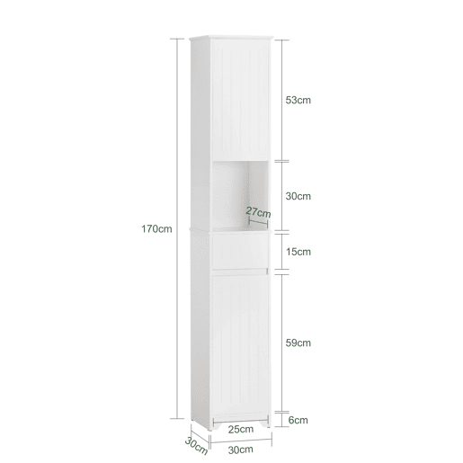 SoBuy BZR109-W Armário de casa de banho alto com 1 cesto e 1 gaveta