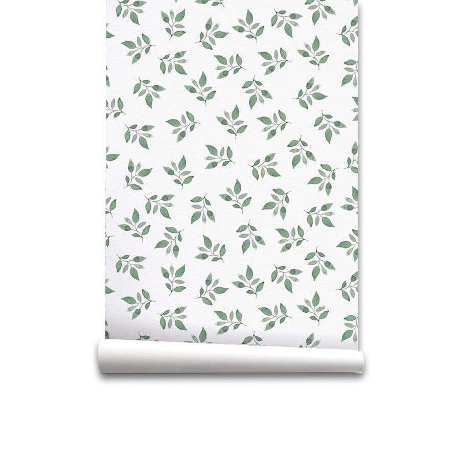 Papel pintado hojitas hojitas - verde - 1 rollo 55 x 300 cm