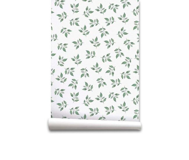Papel pintado hojitas hojitas - verde - 1 rollo 55 x 300 cm