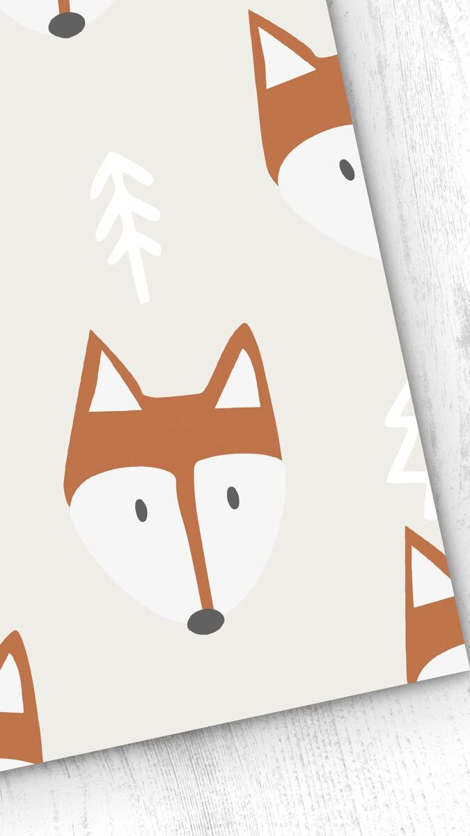 Papel pintado infantil fox fox - beige - 1 rollo 55 x 300 cm