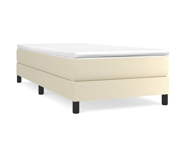 Estructura de cama box spring cuero sintético crema 90x190 cm