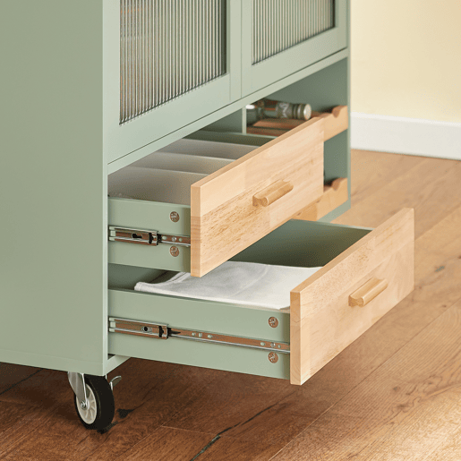 SoBuy FKW114-GR Carrinho para utensílios de cozinha com 2 gavetas e 2 portas Verde