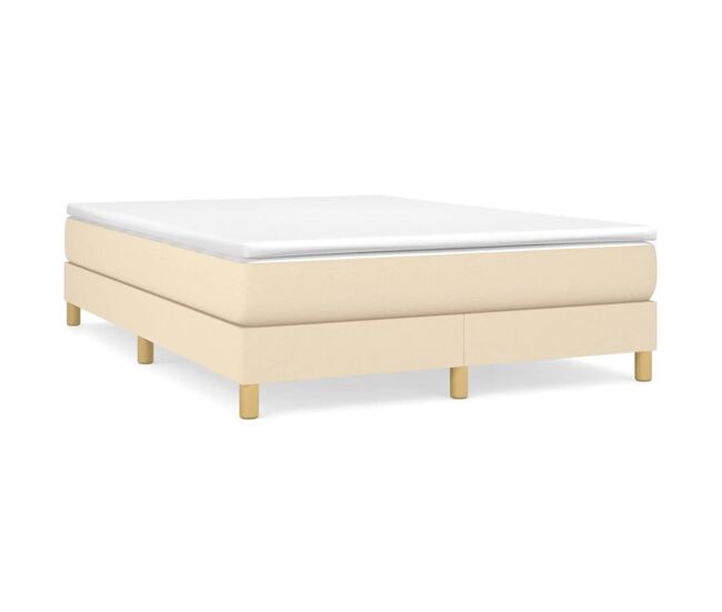 Estructura de cama box spring tela color crema 140x190 cm