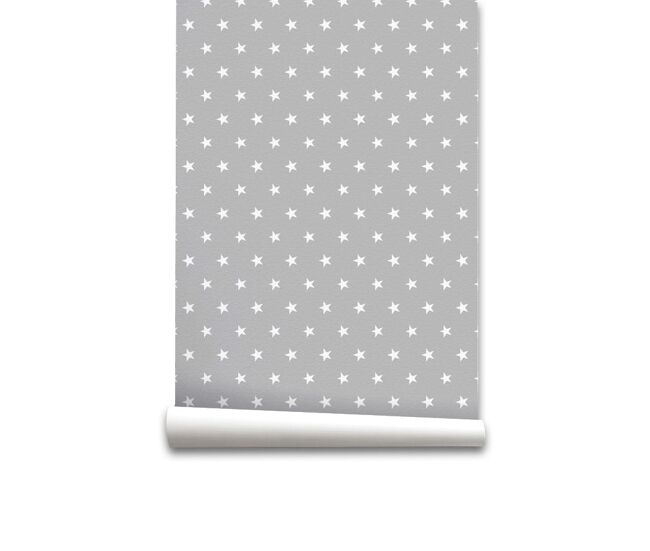 Papel pintado infantil estrellitas estrellitas - gris - 1 rollo 55 x 300 cm