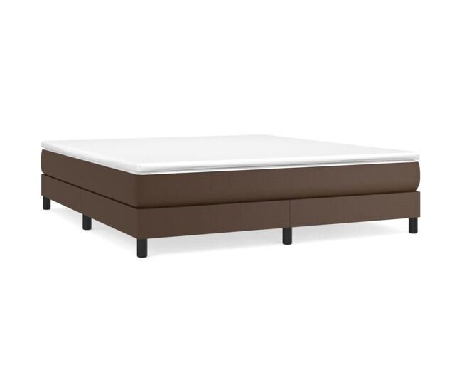 Estructura de cama box spring cuero sintético marrón 180x200 cm