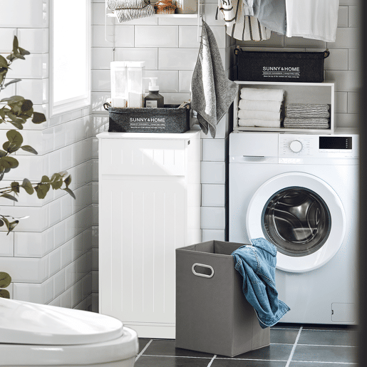 SoBuy Cesto para roupa suja com 1 cesto e 1 gaveta BZR110-W