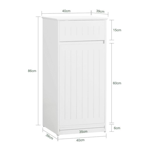 SoBuy Cesto para roupa suja com 1 cesto e 1 gaveta BZR110-W