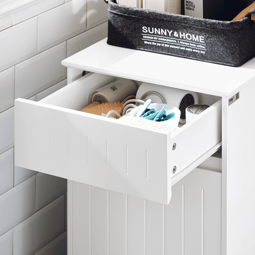 SoBuy Cesto para roupa suja com 1 cesto e 1 gaveta BZR110-W