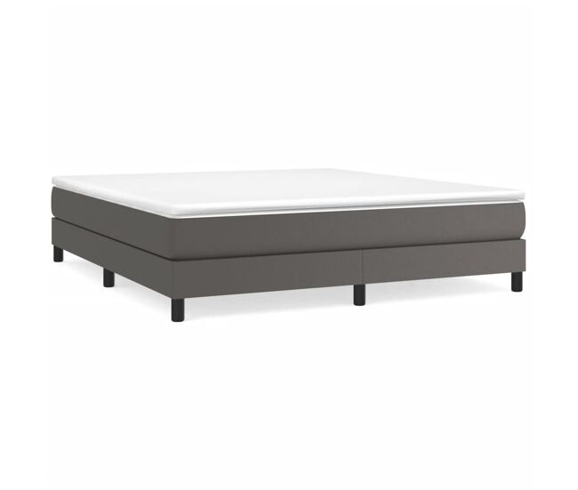 Estructura de cama box spring cuero sintético gris 180x200 cm