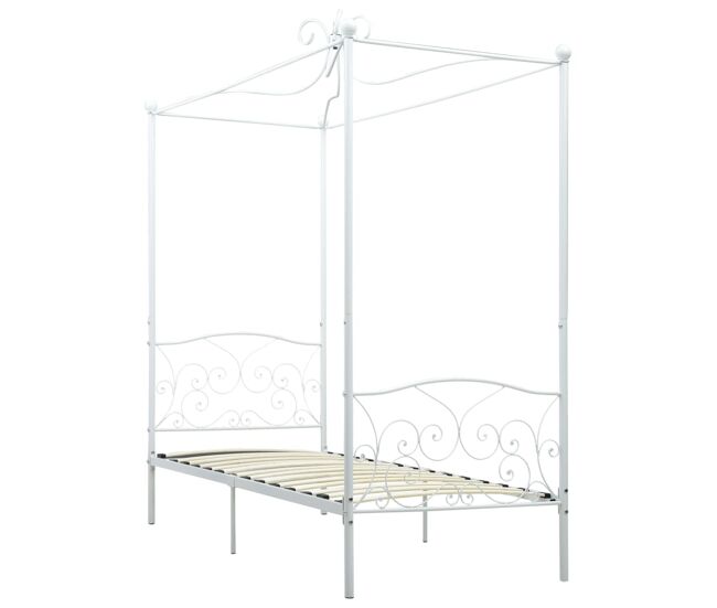 Estructura de cama con dosel metal blanco 100x200 cm