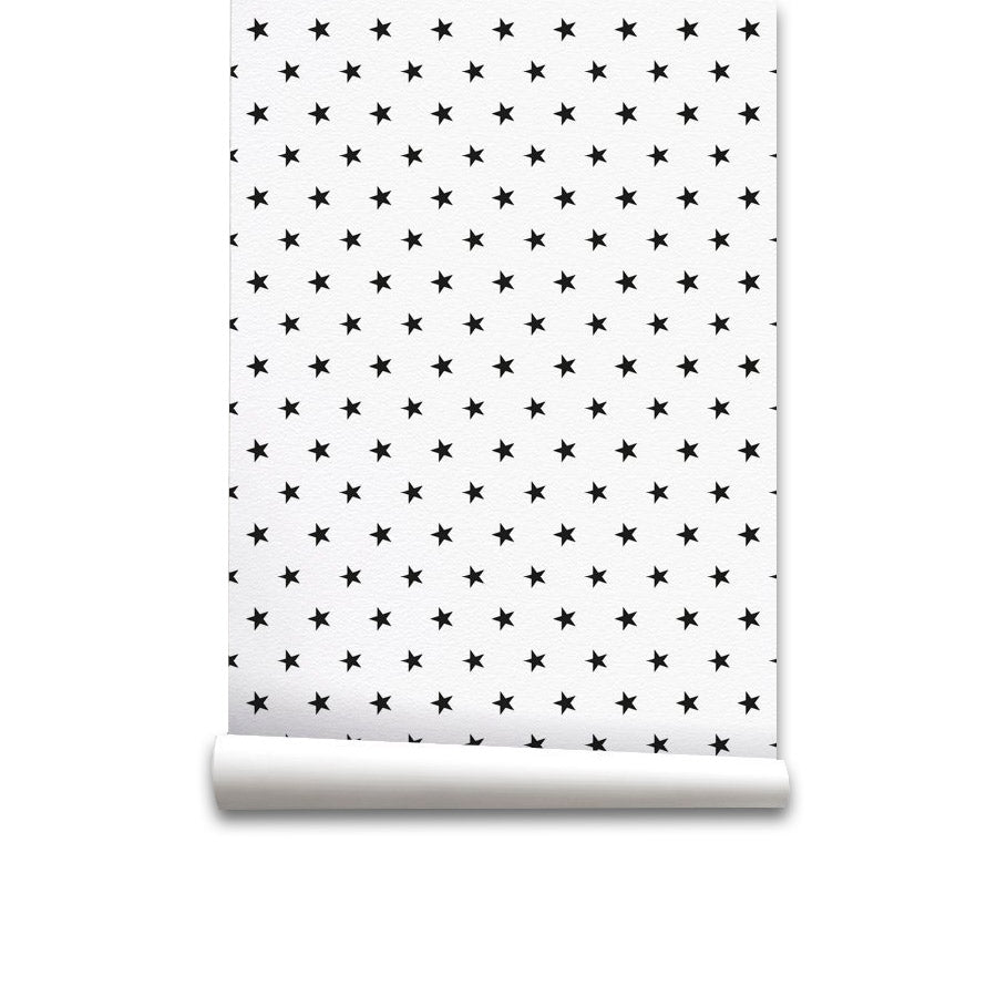 Papel pintado infantil estrellitas negras estrellitasnegras - blanco - 1 rollo 55 x 300 cm