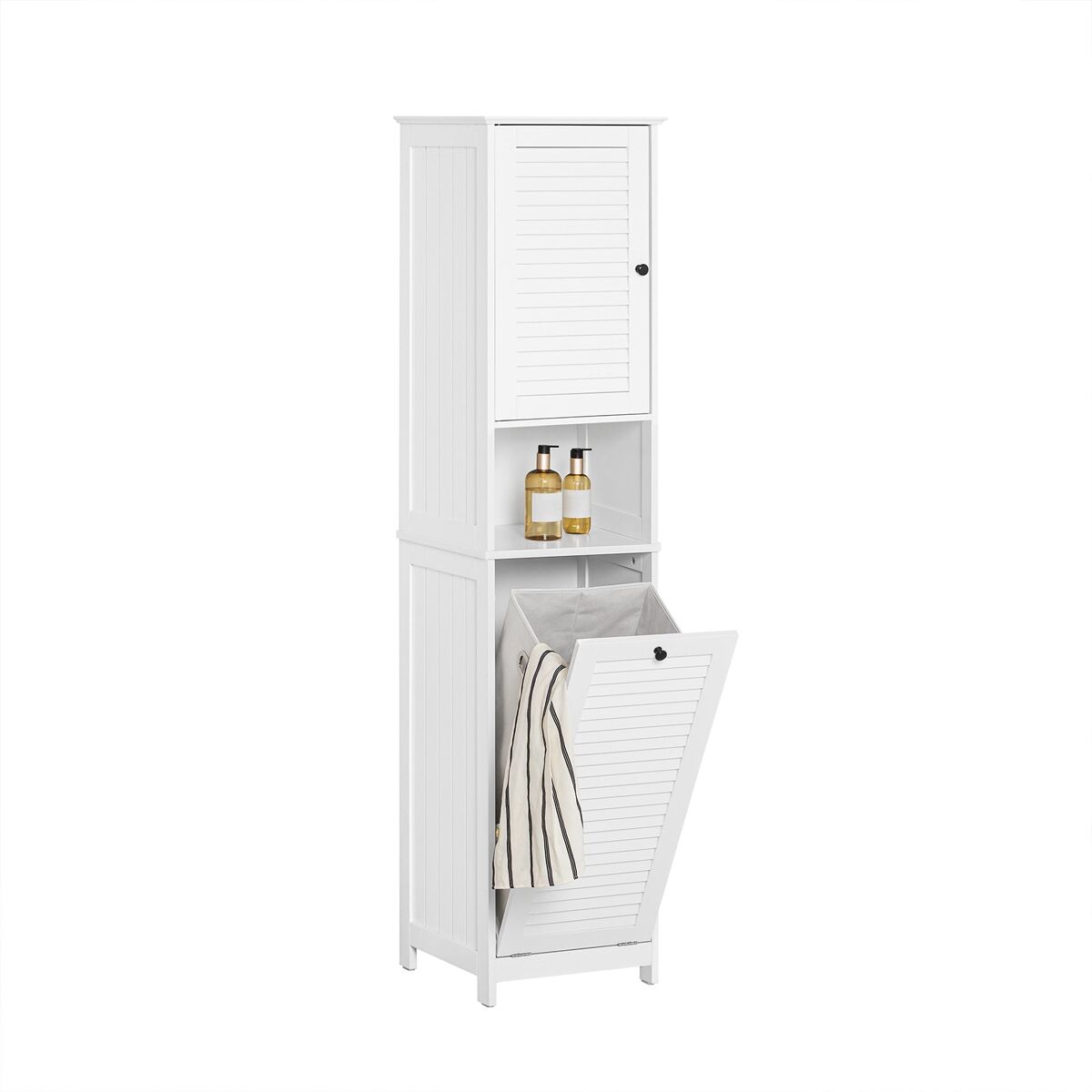 Sobuy bzr124-w mueble columna de baño con 1 cesto para ropa sucia