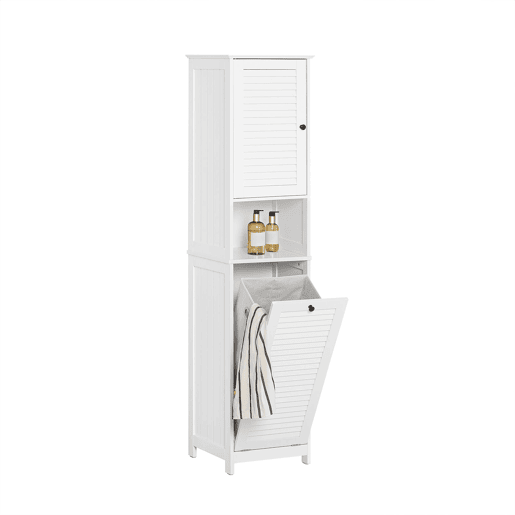 SoBuy BZR124-W Móvel de casa de banho com 1 cesto para roupa suja