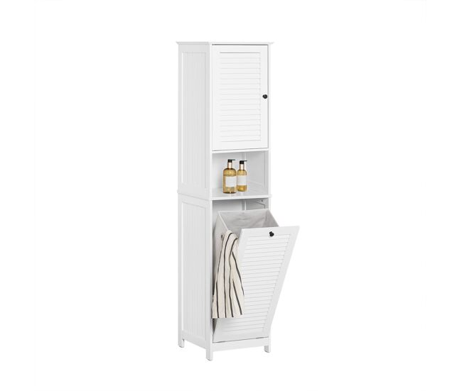 Sobuy bzr124-w mueble columna de baño con 1 cesto para ropa sucia