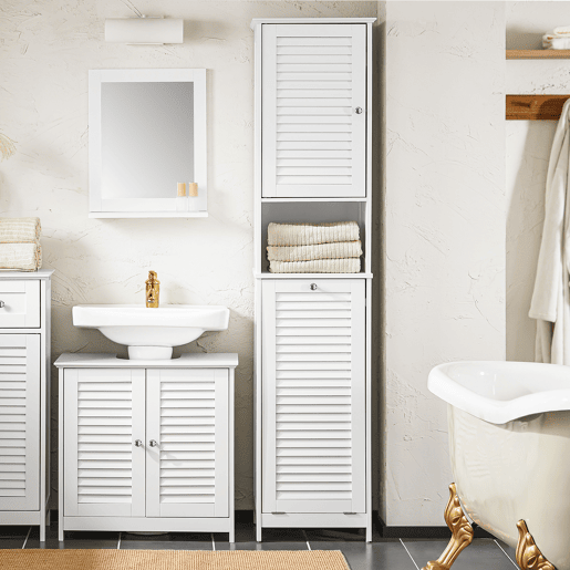 SoBuy BZR124-W Móvel de casa de banho com 1 cesto para roupa suja