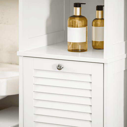 SoBuy BZR124-W Móvel de casa de banho com 1 cesto para roupa suja