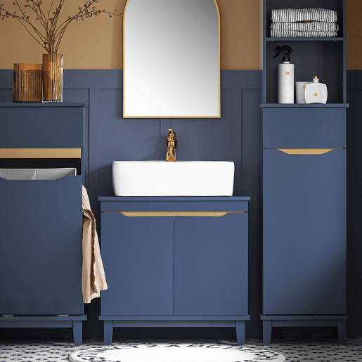 SoBuy BZR113-B Armário sob o lavatório 2 portas azul