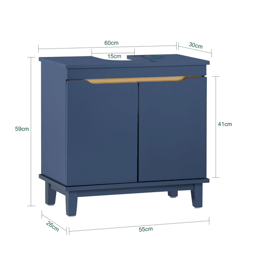 SoBuy BZR113-B Armário sob o lavatório 2 portas azul
