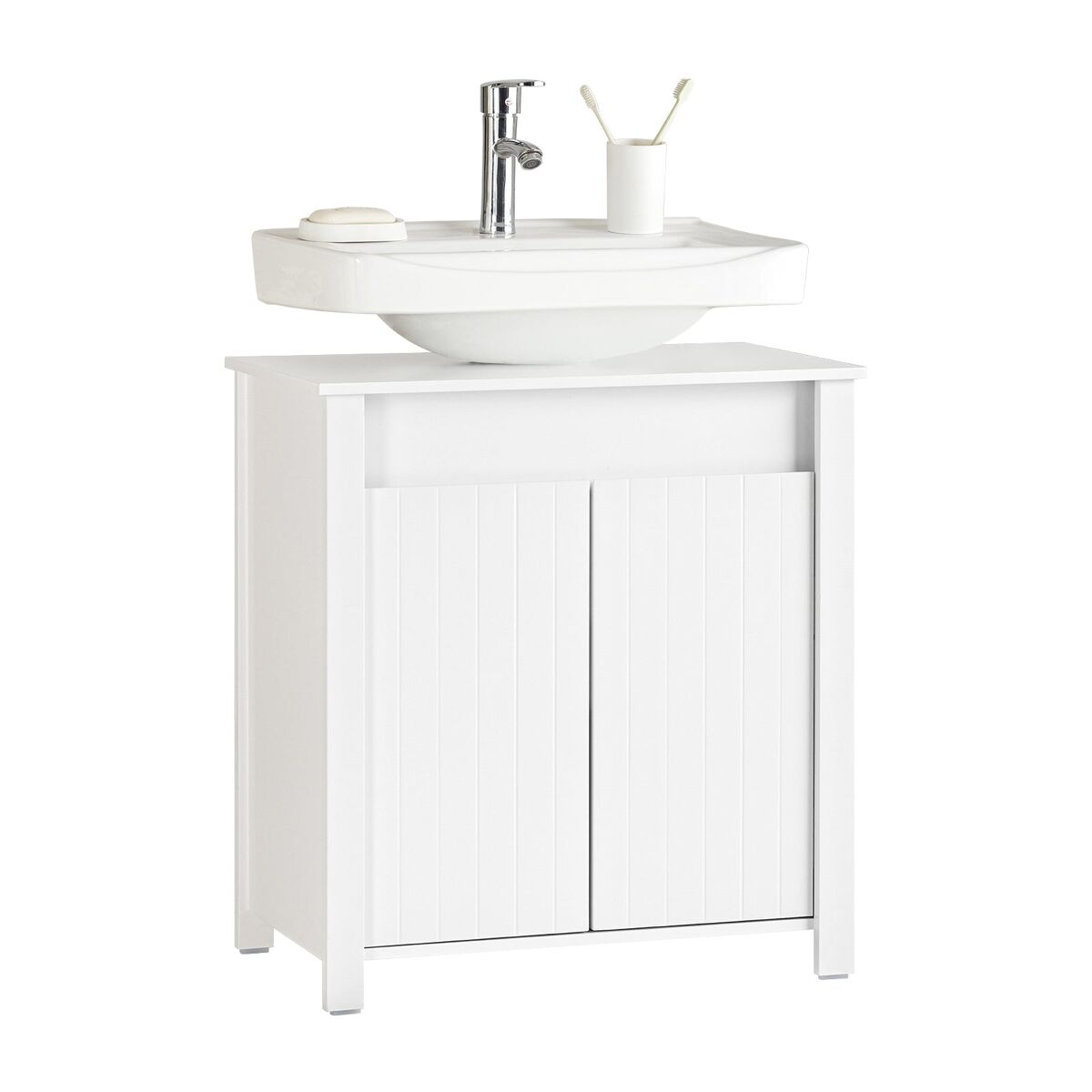 Sobuy bzr101-w mueble para debajo del lavabo 2 puertas 60 x 34 x 65,5 cm
