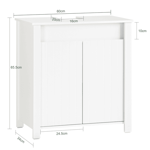SoBuy BZR101-W Móvel de casa de banho com lavatório e 2 portas 60 x 34 x 65,5 cm