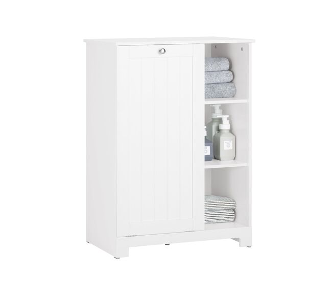 Sobuy bzr105-w armario de baño con 1 cesto para colada y 3 estantes
