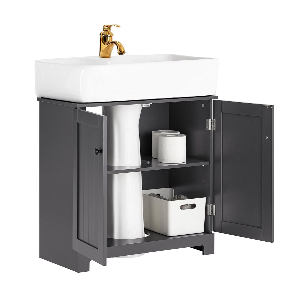 Sobuy bzr18-ii-dg mueble para debajo del lavabo gris