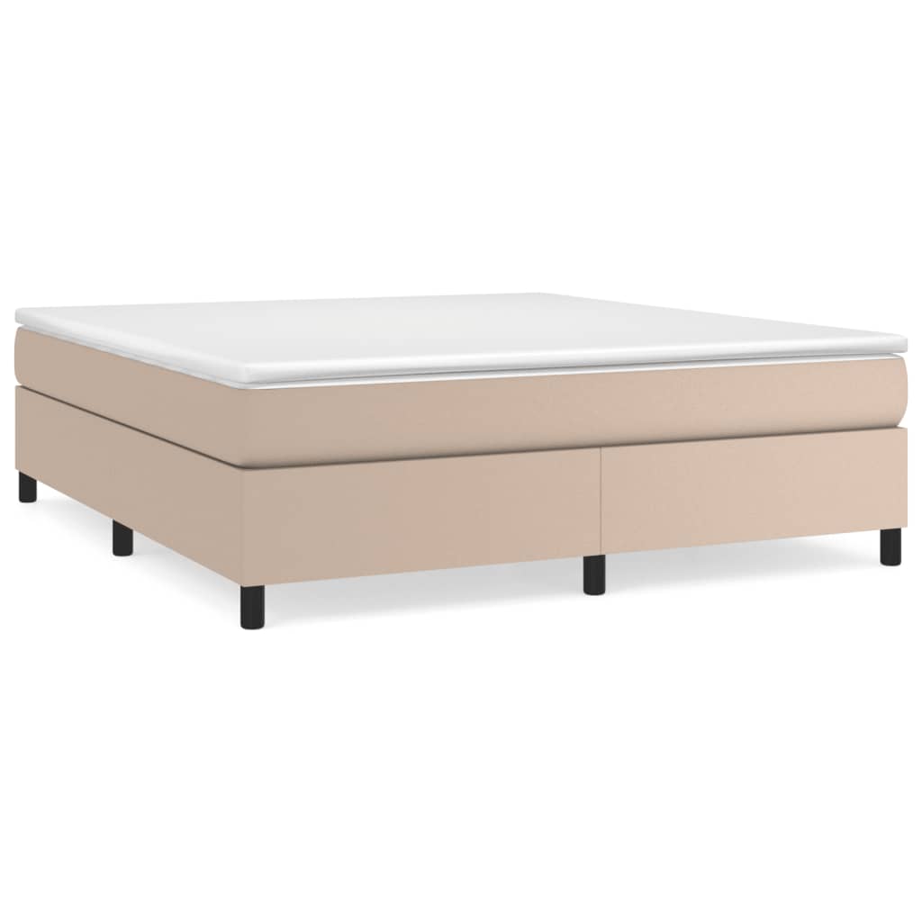 Estructura de cama box spring cuero sintético negro 180x200 cm