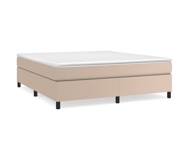 Estructura de cama box spring cuero sintético negro 180x200 cm
