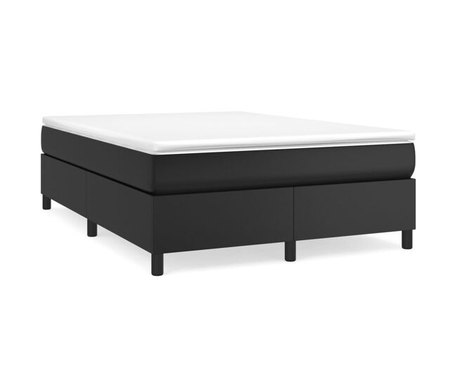 Estructura de cama box spring cuero sintético negro 140x200 cm