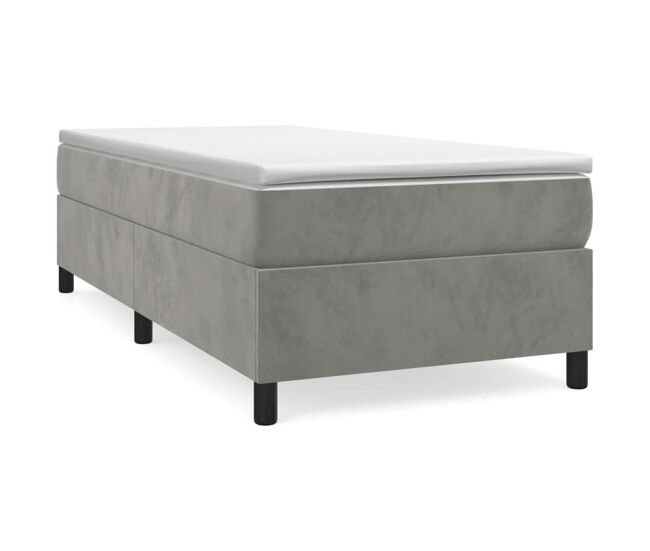 Estructura de cama box spring terciopelo gris claro 80x200 cm