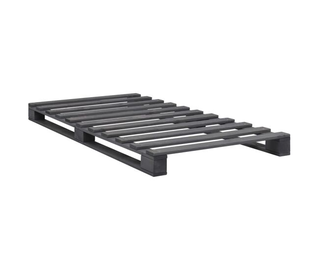 Estructura de cama de palés madera maciza pino gris 100x200 cm