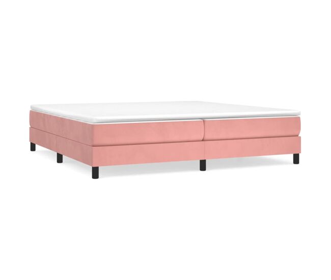 Estructura de cama box spring terciopelo rosa 200x200 cm