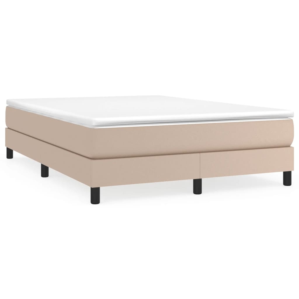 Estructura cama box spring cuero sintético capuchino 140x190 cm