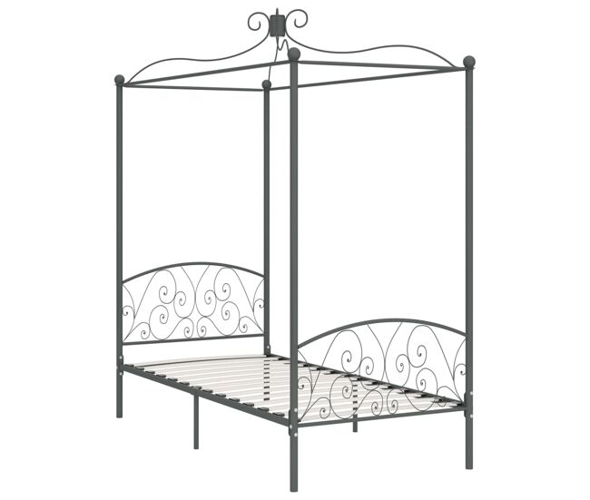 Estructura de cama con dosel metal gris 90x200 cm