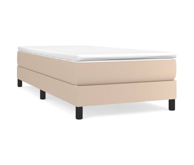 Estructura cama box spring cuero sintético capuchino 100x200 cm