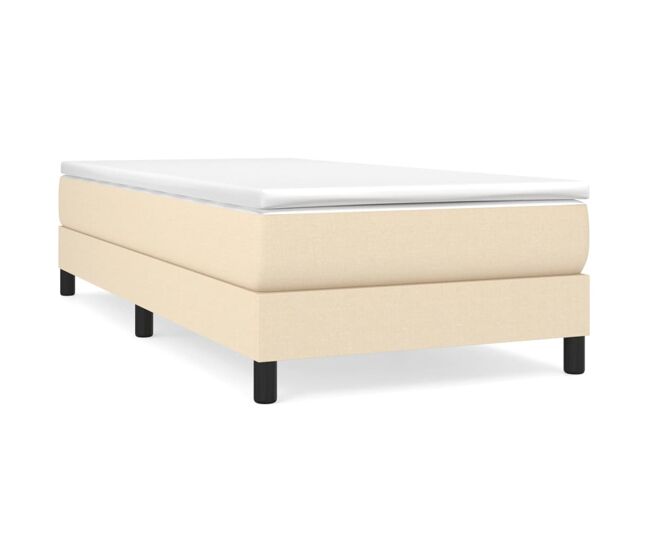Estructura de cama box spring tela color crema 90x200 cm
