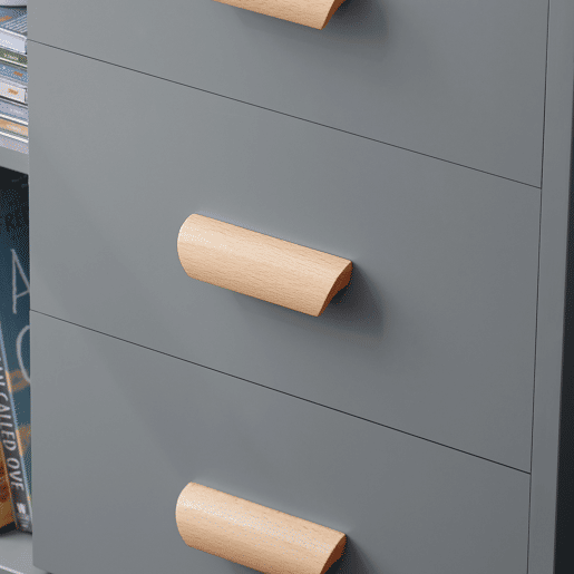 SoBuy FBT95-HGx2 Conjunto de 2 mesas de apoio Mesa de cabeceira com 3 gavetas Cinzento