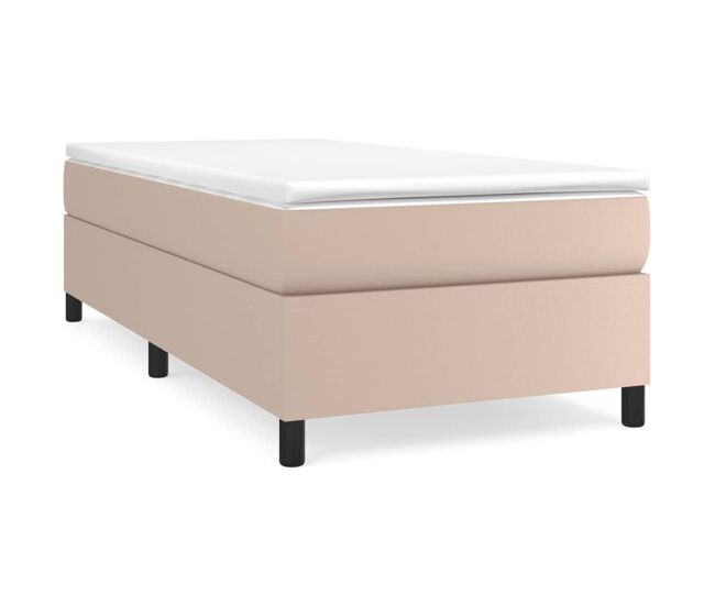 Estructura cama box spring cuero sintético capuchino 90x190 cm