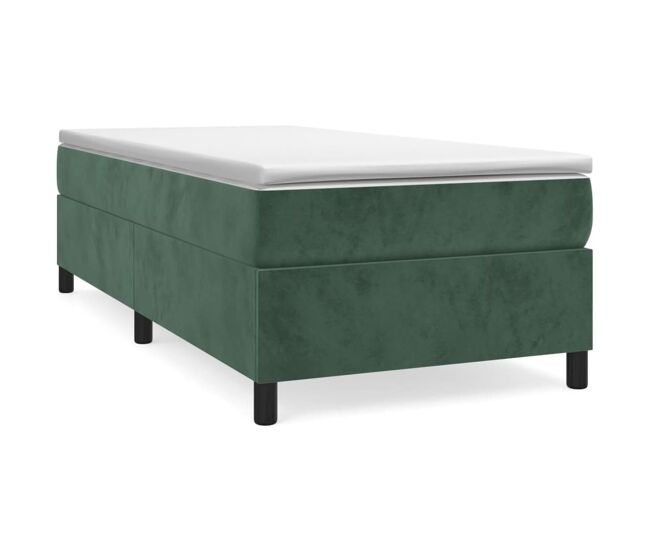 Estructura de cama box spring terciopelo verde oscuro 90x200 cm