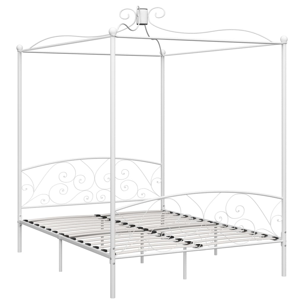 Estructura de cama con dosel metal blanco 180x200 cm