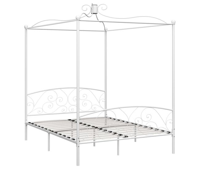 Estructura de cama con dosel metal blanco 180x200 cm