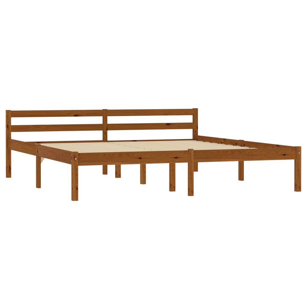 Estructura de cama madera maciza pino marrón miel 160x200 cm