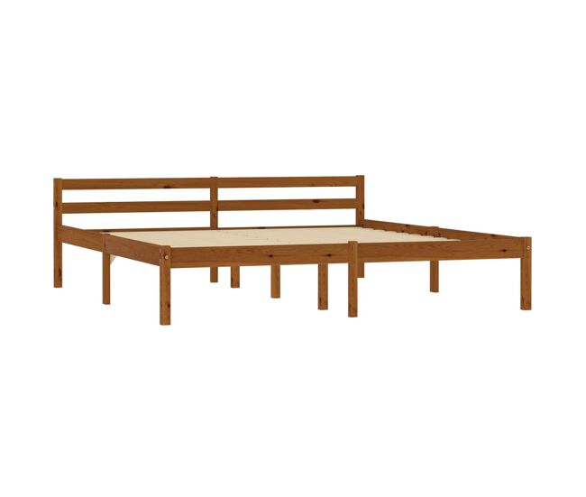 Estructura de cama madera maciza pino marrón miel 160x200 cm