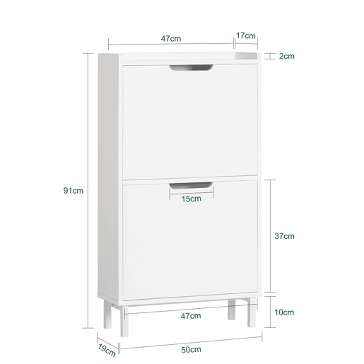 SoBuy Sapateira estreita com 2 abas 50 x 19 x 91 FSR151-W