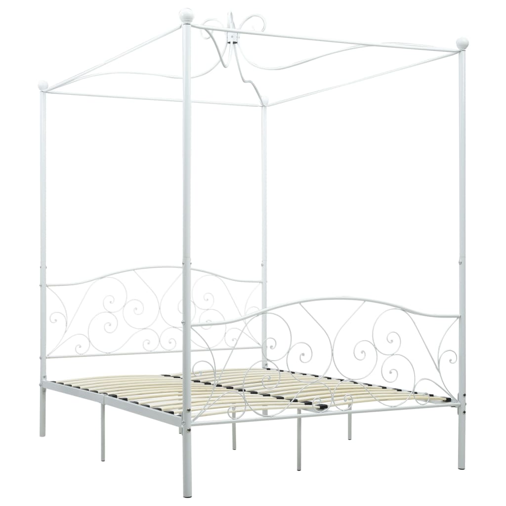 Estructura de cama con dosel metal blanco 140x200 cm